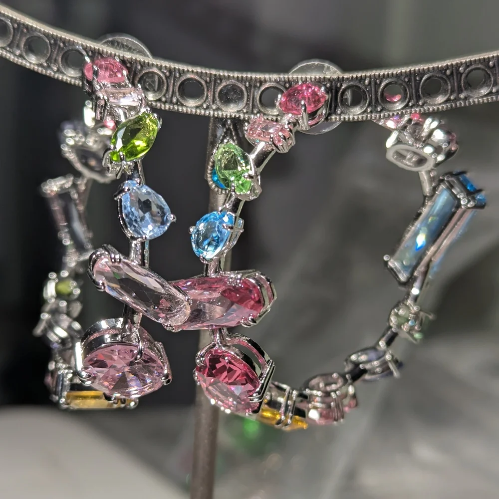 Swarovski Gema Colorful Mixed Cut Hoop Earrings